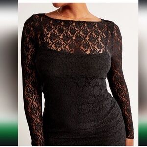 Abercrombie & Fitch Black Lace Midi Dress